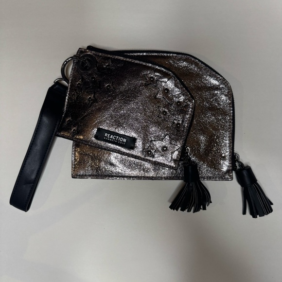 Kenneth Cole Reaction Metallic Dual Wristlet Bag - Picture 1 of 9